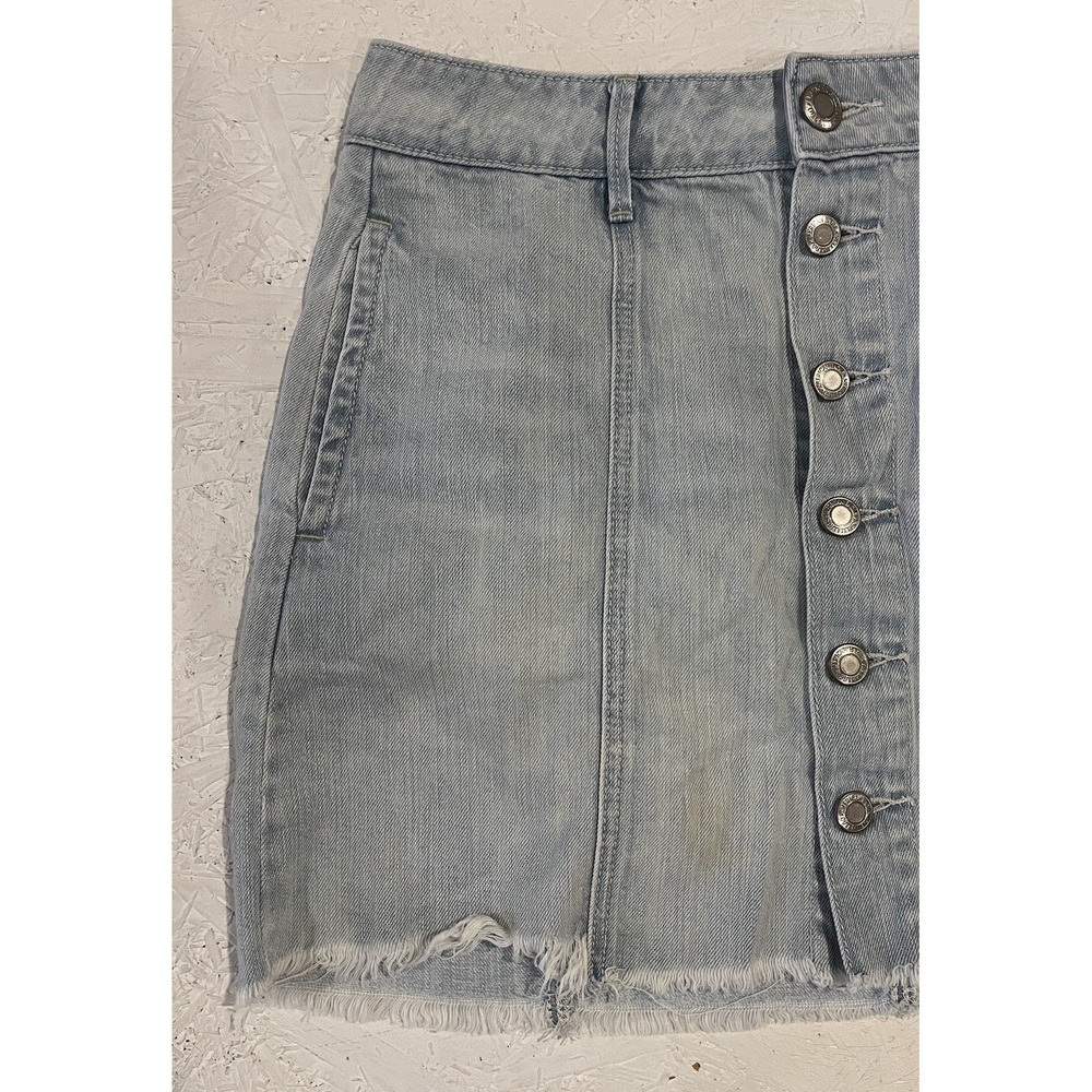 American Eagle Skirt Mini Stretch Button Front Blue Denim Women's 6‎ - Picture 3 of 9